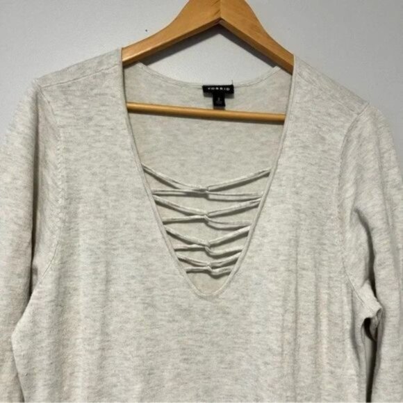 Torrid oatmeal knitted sweater skater dress cross front neckline plus size 2X - Picture 11 of 11